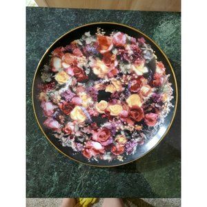 Art Affects Porcelain Rose Wreath Plate 8" diameter vintage 24K Gold Trim #f3277